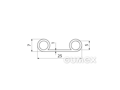 Geformtes Silikonprofil mit Löchern, 7x25/1mm, 60°ShA, -60°C/+180°C, transparent, 